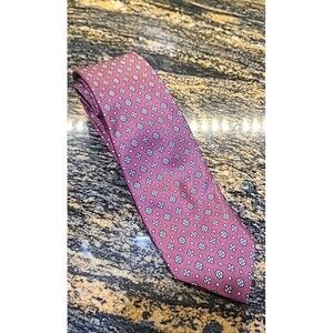 Christian Dior Cravates Necktie Tie Burgundy Geomeric Repp Woven Silk